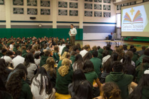  In a school-wide assembly, Providence High School in Burbank kicked off Catholic Schools Week by recognizing the students that have gone above and beyond their required Christian Service Hours.  ALLYSSA MOSCOTTE