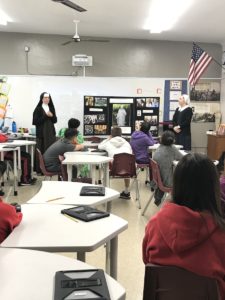 Carmelite sisters spoke with the junior high students at St. Anthony School in San Gabriel about religious vocations and what it means to answer God's call.  ANGELA MASTANTUONO
