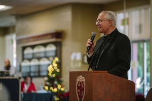 Archbishop Gomez speaks at the DCS meeting. (John Rueda)