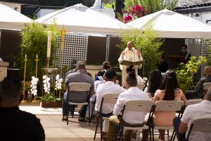 Outdoor Mass at Our Lady Queen of Angels Church, or “La Placita,” near downtown LA Aug. 1. (Victor Alemán)