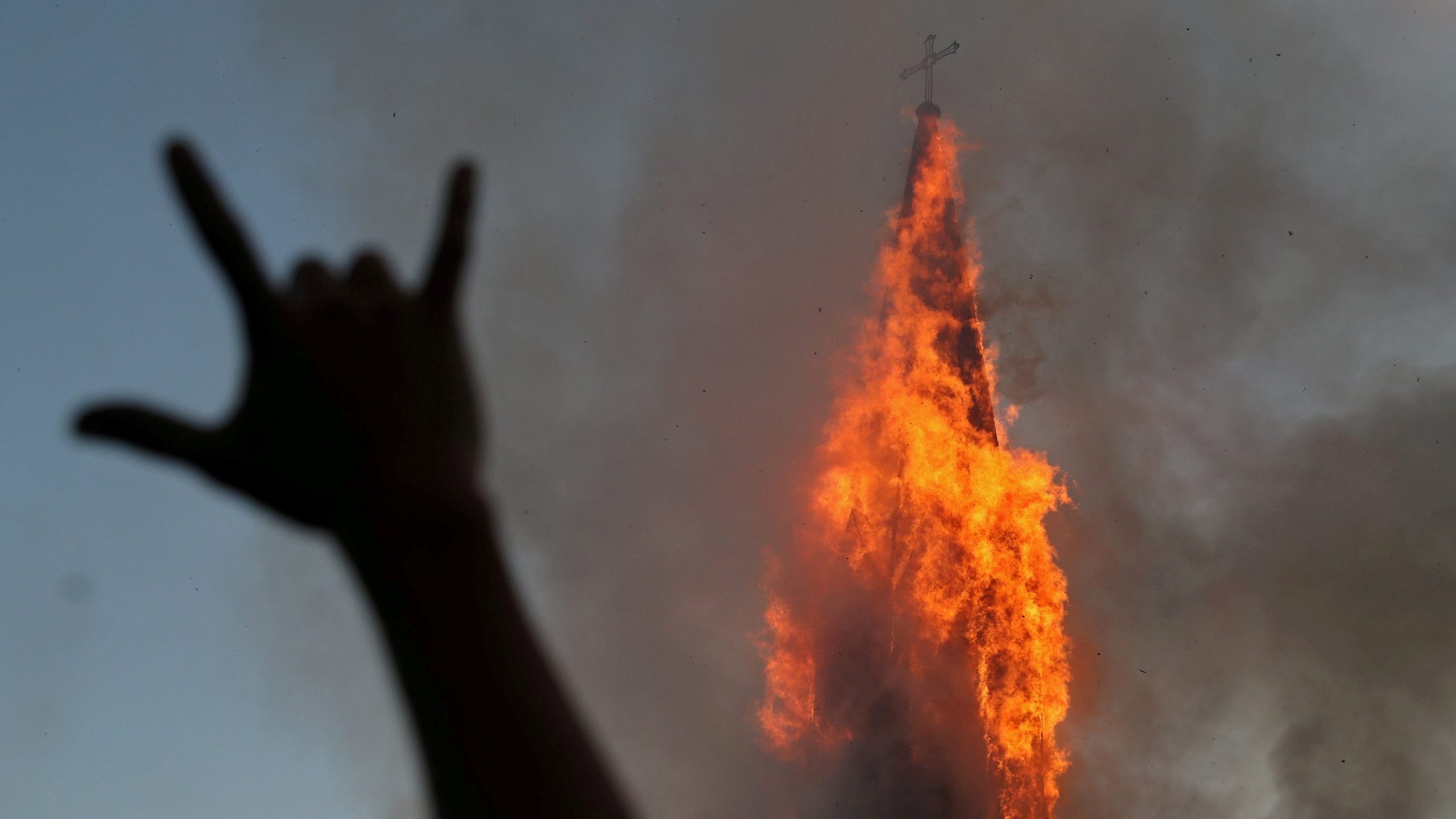 Burning church