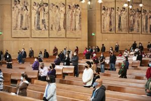 LA Catholics pray at Ash Wednesday Mass at the Cathedral of Our Lady of the Angels Feb. 17. (Victor Alemán)