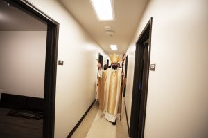 Archbishop Gomez blesses the dorms, where 13 seminarians will live this year. (Victor Alemán)