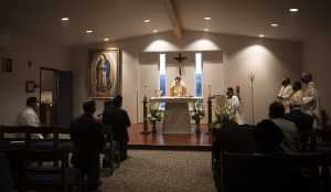 Archbishop Gomez celebrated the first Mass at the new chapel. (Victor Alemán)