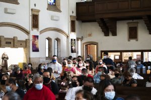 Archbishop Gomez celebrated the 35th annual Mass on Oct. 17 for members of FUERZA, Inc., a nonprofit organization whose members are Spanish-speaking parents of children with a developmental disability. (Victor Alemán) 