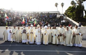 Archbishop Gomez and several bishops and priests from the archdiocese led the procession.(Victor Alemán)
