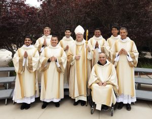 Bishop Robert Barron ordained eight men as transitional deacons for the Archdiocese of Los Angeles on May 28, 2022. (Victor Alemán)