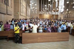 LA Catholics gathered at the Cathedral of Our Lady of the Angels to celebrate the kickoff of the National Eucharistic Revival. (Victor Alemán)