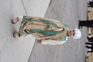 A young child wearing an image of Our Lady of Guadalupe at the 91st annual procession. (Archdiocese of Los Angeles digital team) 