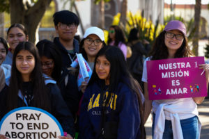 Young people at La Placita near downtown LA at the start of OneLife LA Jan. 21, 2023. (Stefano Garzia)