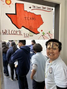 A student at Lady of Loretto School heads in to the Texas classroom during Catholic Schools Week. (Submitted photo) 