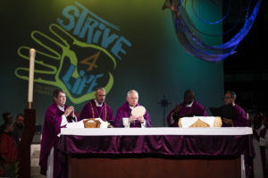 Archbishop Gomez celebrated Mass for hundreds of young Catholics at the 2023 Religious Education Congress Youth Day Feb. 23. (Victor Alemán)