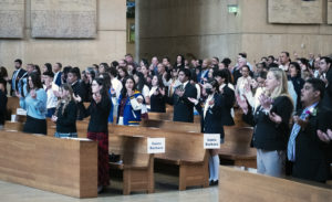 Teachers, students and their families fill the Cathedral of Our Lady of the Angels during the 49th annual Christian Service Awards Mass March 25. (Victor Alemán)