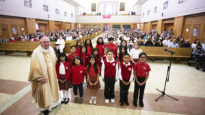 Archbishop José H. Gomez celebrated a special Mass with students and parishioners at Our Lady of Refuge Church in Long Beach marking the parish’s 75th anniversary — and Mother’s Day — on May 14.  Our Lady of Refuge was founded in 1948, one of the first six parishes established in the Long Beach area after World War II. (Victor Alemán)