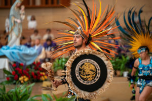 Cultural dancers perform at the “One Mother, Many Peoples” Mass at the Cathedral of Our Lady of the Angels on Aug. 26. The special Mass and rosary service celebrated the rich diversity found within the Archdiocese of Los Angeles. (John Rueda/ADLA)