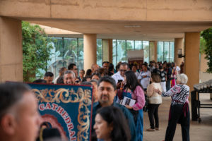 Hundreds of parishioners from dioceses around Southern California participate in a procession in the outdoor plaza prior to the Mass in Recognition of All Immigrants on Sunday, Sept. 17 at the Cathedral of Our Lady of the Angels. (John Rueda/ADLA)