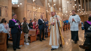 LA Archbishop José H. Gomez processes in during the annual Mass in Recognition of All Immigrants on Sunday, Sept. 17 at the Cathedral of Our Lady of the Angels. (John Rueda/ADLA)