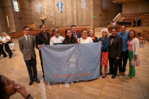 Parishioners from the Diocese of Orange pose after the annual Mass in Recognition of All Immigrants on Sunday, Sept. 17 at the Cathedral of Our Lady of the Angels. (John Rueda/ADLA)