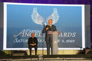 Catholic Association for Latino Leadership's Mike Molina speaks during CALL’s 11th Annual Angel Awards at the Cathedral of Our Lady of the Angels on Sept. 9. (Guillermo A. Luna)