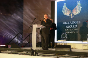 Bishop Jaime Soto of the Diocese of Sacramento speaks after receiving the Religious Award during Catholic Association for Latino Leadership (CALL)’s 11th Annual Angel Awards at the Cathedral of Our Lady of the Angels on Sept. 9. (Guillermo A. Luna)