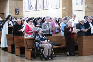 Several local women religious who are celebrating jubilee anniversaries this year pray during the annual Jubilarian Mass on Jan. 28 at the Cathedral of Our Lady of the Angels. (Victor Alemán)