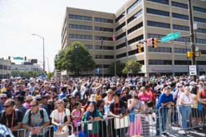 Tends of thousands of attendees of the National Eucharistic Congress participated in a two-mile Eucharistic Procession in downtown Indianapolis on July 20. (Archdiocese of Los Angeles)