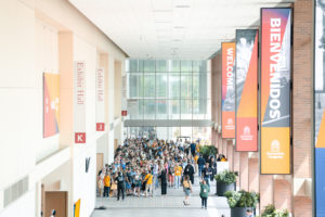 Attendees enter the Indiana Convention Center on the first day of the National Eucharistic Congress. (Archdiocese of Los Angeles)