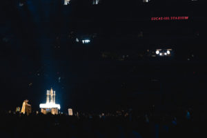 The opening revival session on Day 1 of the National Eucharistic Congress on July 17 at Lucas Oil Stadium in Indianapolis. (Archdiocese of Los Angeles)