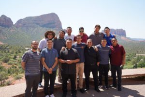 A group of LA seminarians and young men discerning whether to enter priestly formation stopped in Arizona during a road trip on their way to the National Eucharistic Congress in Indianapolis. (LA Archdiocese Office of Vocations)