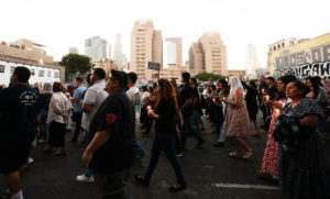 More than 300 priests, seminarians, and lay Catholics joined the archdiocese's Office of Vocations and the Friars and Sisters of the Poor of Jesus Christ LA for a Eucharistic Procession through downtown LA’s Skid Row on Saturday, July 27. (Victor Alemán)