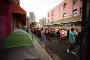 More than 300 priests, seminarians, and lay Catholics joined the archdiocese's Office of Vocations and the Friars and Sisters of the Poor of Jesus Christ LA for a Eucharistic Procession through downtown LA’s Skid Row on Saturday, July 27. (Victor Alemán)