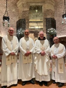 LA's four newest auxiliary bishops celebrated a private Mass at St. Francis’ final tomb. (Submitted photo)