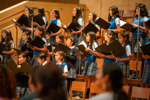 The choir for the Mass consisted of students from St. Gertrude the Great School in Bell Gardens. (John Rueda)