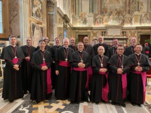 This year’s group of recently ordained bishops from the U.S. with pose while at the Vatican. (Submitted photo)