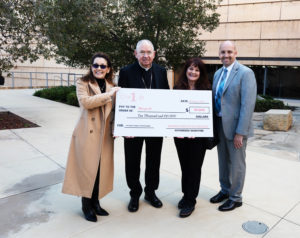 Rosie Erickson, left, the daughter of Dr. Tirso del Junco, poses with Archbishop José H. Gomez, Mary Koenig, the vice president for development at Maryvale, and Michael Donaldson, the senior director for the Archdiocese of Los Angeles' Office of Life, Justice and Peace at the OneLife LA event on Jan. 18. A $10,000 grant, this year renamed for the pro-life del Junco, is annually given at OneLife LA to a community partner that reflects its mission and vision. (Victor Alemán)