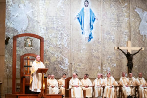 Archbishop José H. Gomez delivers the homily during the annual Requiem Mass for the Unborn, the conclusion to the OneLife LA celebration at the Cathedral of Our Lady of the Angels on Jan. 18.  (Victor Alemán)