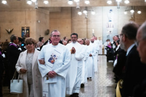 Deacons and their wives process in during the annual Requiem Mass for the Unborn, the conclusion to the OneLife LA celebration at the Cathedral of Our Lady of the Angels on Jan. 18.  (Victor Alemán)