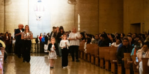 People carry candles symbolizing a baby killed by abortion during the annual Requiem Mass for the Unborn, the conclusion to the OneLife LA celebration at the Cathedral of Our Lady of the Angels on Jan. 18. (Victor Alemán)