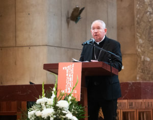 Archbishop José H. Gomez delivers his remarks during the OneLife LA celebration at the Cathedral of Our Lady of the Angels on Jan. 18. (Victor Alemán)