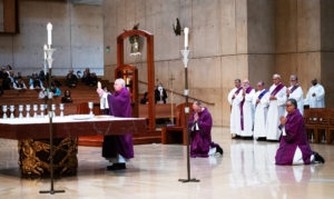 Los Angeles Archbishop José H. Gomez presides over the Ash Wednesday Mass at the Cathedral of Our Lady of the Angels on March 5, the first day of Lent. (Victor Alemán)