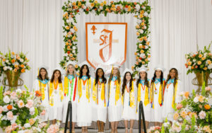 Graduates at Saint Joseph High School in Lakewood pose during their commencement ceremony on May 22. (Saint Joseph High School)
