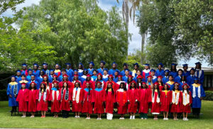 Graduates pose at Junípero Serra High School’s commencement ceremony on June 6. (Junípero Serra High School)