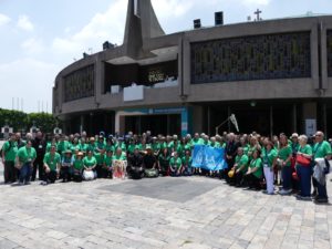 Archbishop José  H. Gomez poses with pilgrims outside the Basilica of Our Lady of Guadalupe in Mexico City during LA Catholics’ annual pilgrimage to Mexico on July 4. (Submitted photo/Archdiocese of Los Angeles)