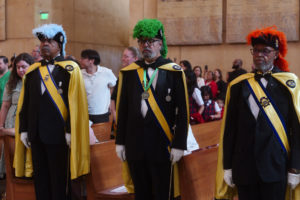 The Knights of Columbus stand guard during the “One Mother, Many Peoples” Mass at the Cathedral of Our Lady of the Angels on Sept. 6, which celebrated the diverse cultures, organizations, and ethnic ministries in the Archdiocese of Los Angeles. (Reese Cuevas/Archdiocese of Los Angeles)
