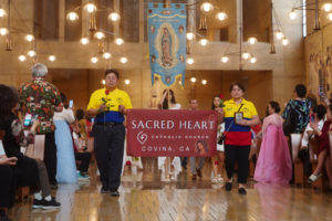 Parishioners from Sacred Heart Church in Covina process in to start the “One Mother, Many Peoples” Mass at the Cathedral of Our Lady of the Angels on Sept. 6, which celebrated the diverse cultures, organizations, and ethnic ministries in the Archdiocese of Los Angeles. (Reese Cuevas/Archdiocese of Los Angeles)