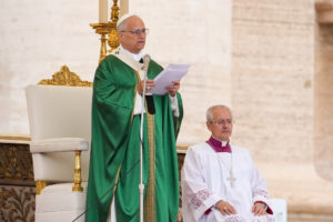 Pope Leo XIV gives his homily as he celebrates Mass for the Jubilee of Migrants and the Jubilee of the Missions in St. Peter’s Square at the Vatican Oct. 5, 2025. (CNS photo/Lola Gomez)