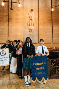 Students from across the Archdiocese of Los Angeles get ready to process in to begin the annual Missionary Childhood Association (MCA) Youth Appreciation Mass at the Cathedral of Our Lady of the Angels on Oct. 15. (Isabel Cacho)