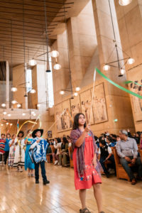 Students from across the Archdiocese of Los Angeles process in to begin the annual Missionary Childhood Association (MCA) Youth Appreciation Mass at the Cathedral of Our Lady of the Angels on Oct. 15. (Isabel Cacho)