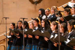 Students from the choir sing during the annual Missionary Childhood Association (MCA) Youth Appreciation Mass at the Cathedral of Our Lady of the Angels on Oct. 15. (Isabel Cacho)