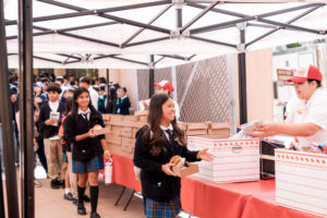 Students line up for an In-N-Out lunch following the annual Missionary Childhood Association (MCA) Youth Appreciation Mass at the Cathedral of Our Lady of the Angels on Oct. 15. (Isabel Cacho)